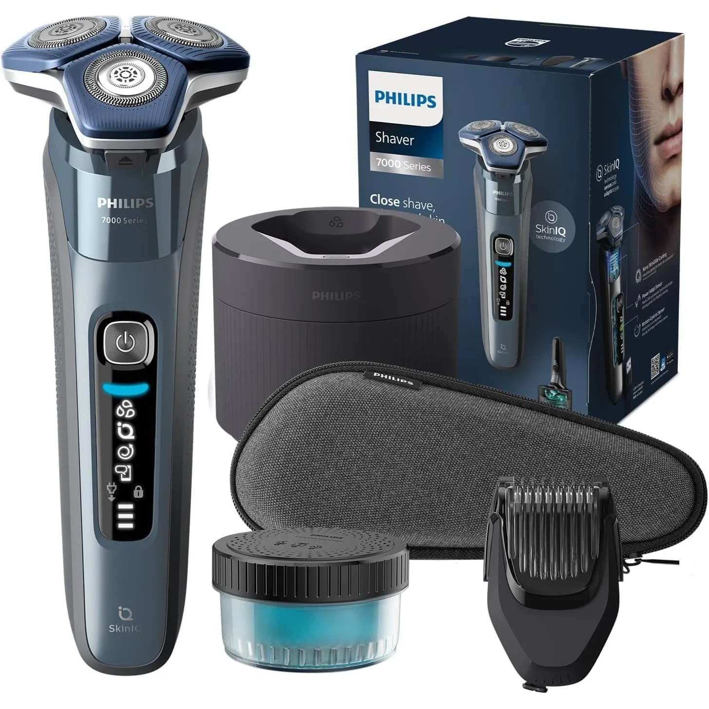 PHILIPS Shaver S7000 – Elektrischer Rasierer für Herren, Nass-& Trockenrasur, integrierter ausklappbarer Trimmer, Bartt…