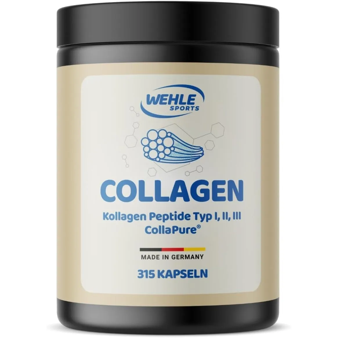 Kollagen hochdosiert – 315 Kapseln – 4550 mg pro Tag - Typ 1, 2 & 3