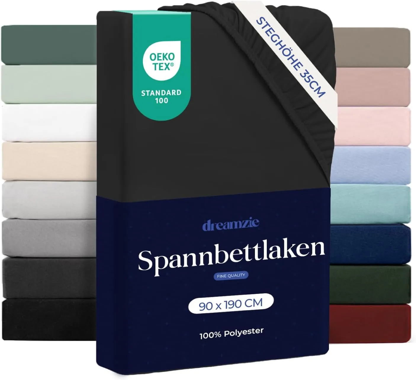 Dreamzie - Spannbettlaken 90x190 | Mikrofaser Weich – Für Dicke Matratzen – Oeko-Tex | Komfort, Atmungsaktivität, Pfleg…