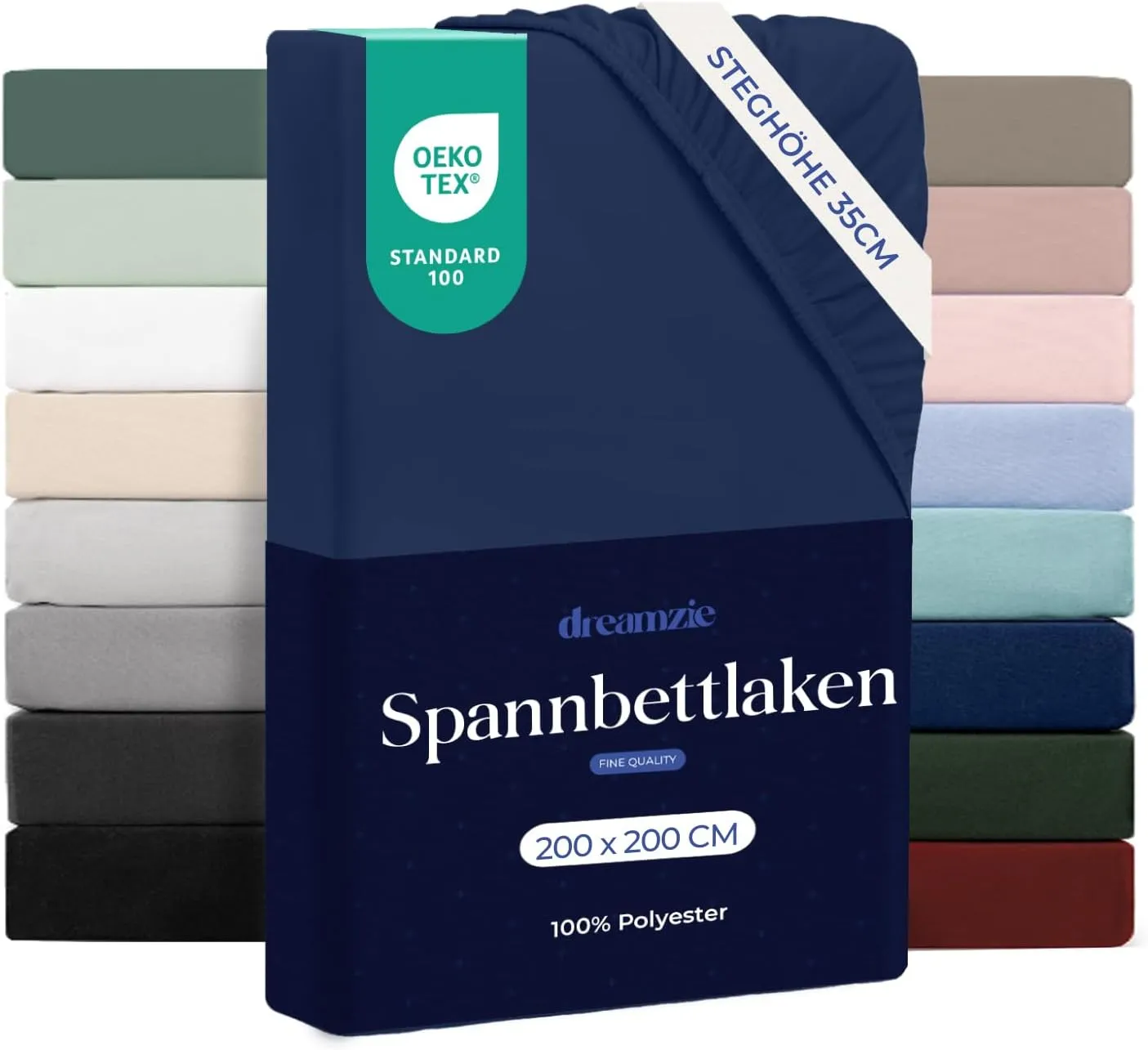 Dreamzie - Spannbettlaken 200x200 | Mikrofaser Weich – Für Dicke Matratzen – Oeko-Tex | Komfort, Atmungsaktivität, Pfle…
