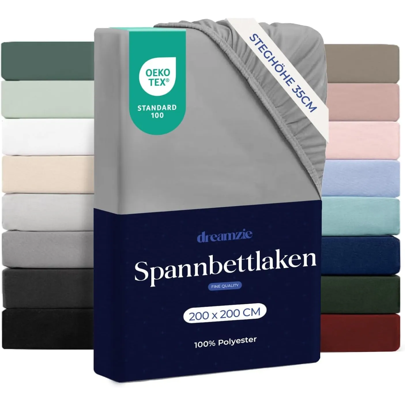 Dreamzie - Spannbettlaken 200x200 | Mikrofaser Weich – Für Dicke Matratzen – Oeko-Tex | Komfort, Atmungsaktivität, Pfle…
