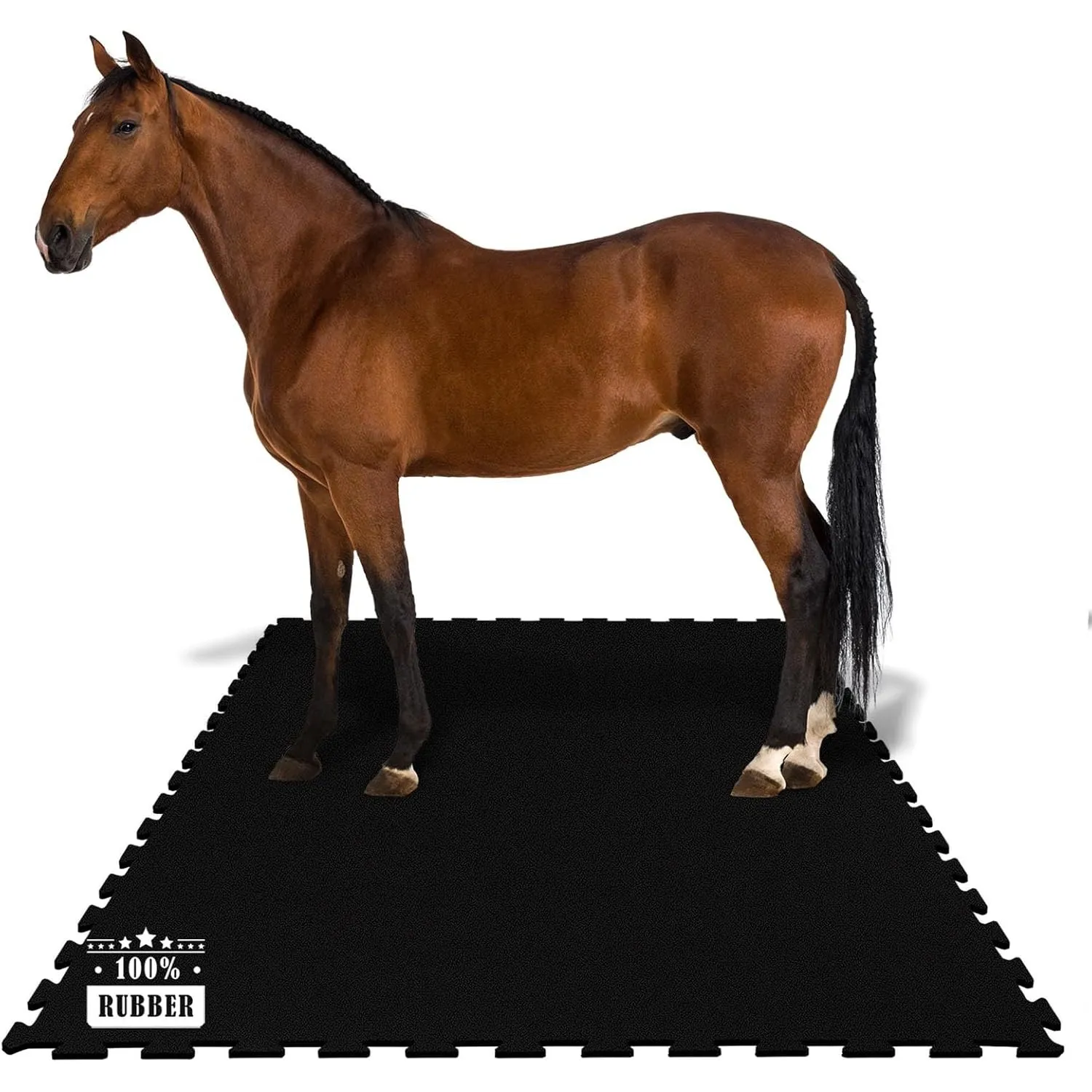 KARAT Puzzle Stallmatte aus Gummi - 182 x 122 cm - Pferdematten wasserdichte Gummimatte mit Drainage für Stall, Pferdeb…