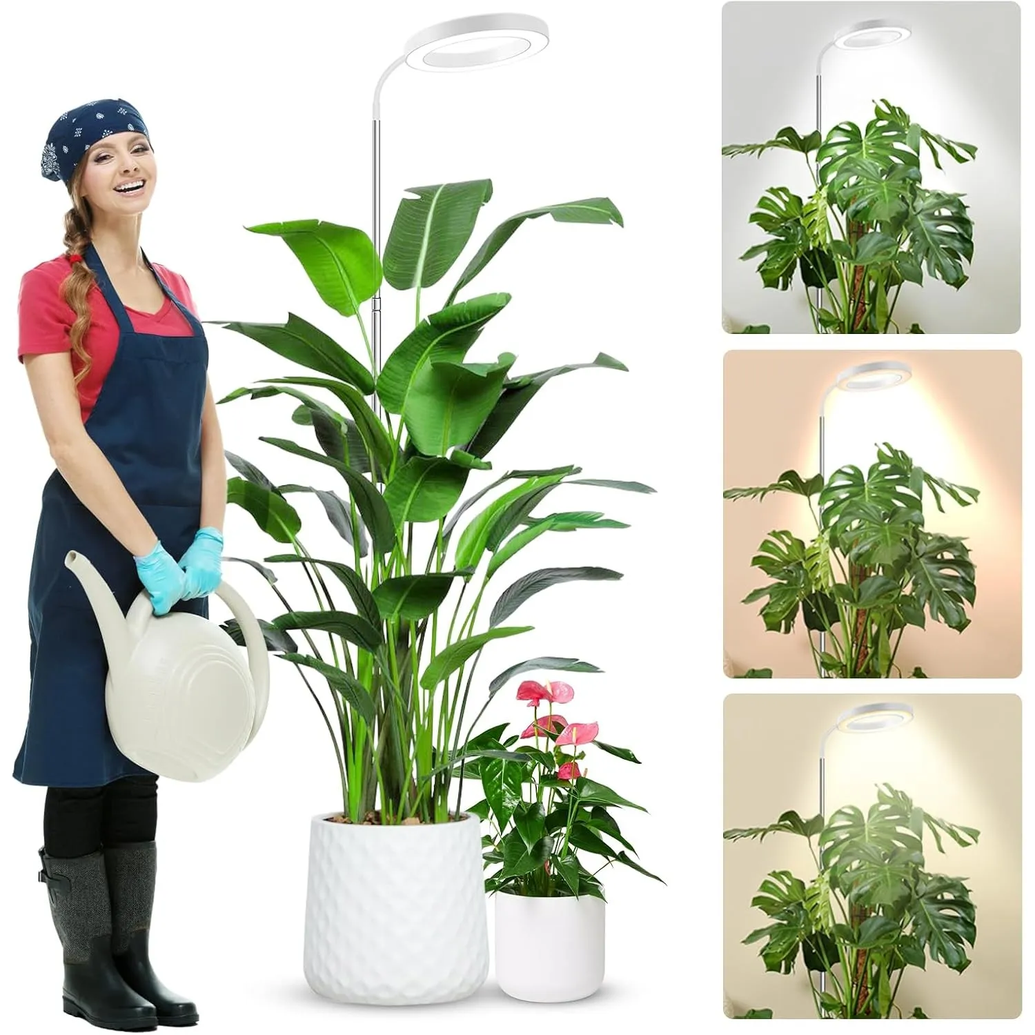 wolezek Pflanzenlampe LED Vollspektrum, 80 LEDs 6500K Grow Light, Weiß