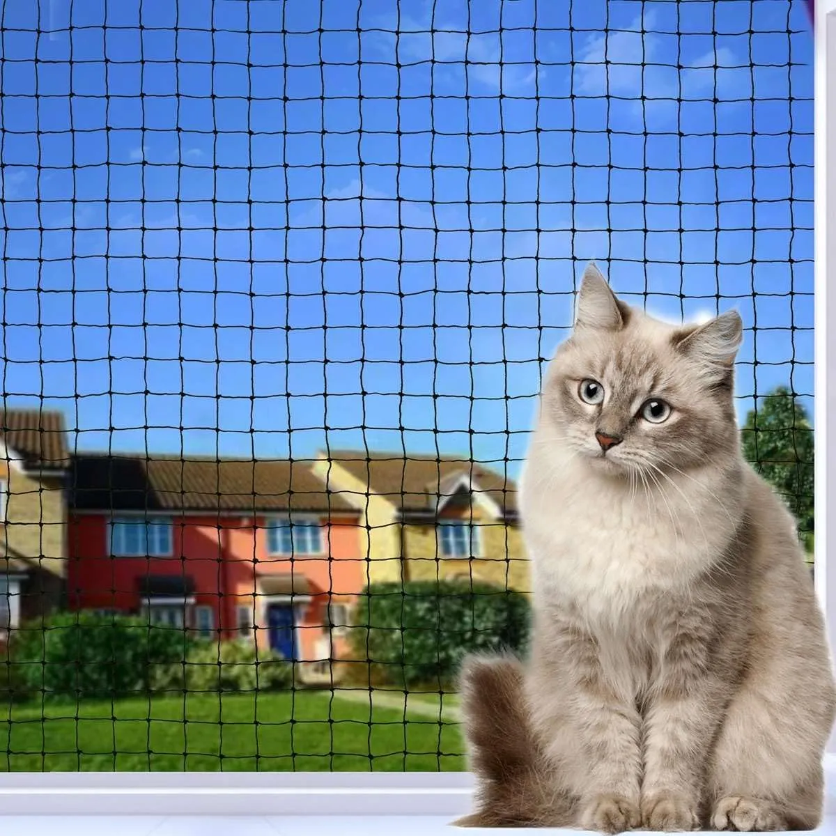 Katzennetz für Balkon, 16x3m Katzennetz Drahtverstärkt ist Robust UV-Beständig & Witterungsfest, Schutznetz Katzen für …