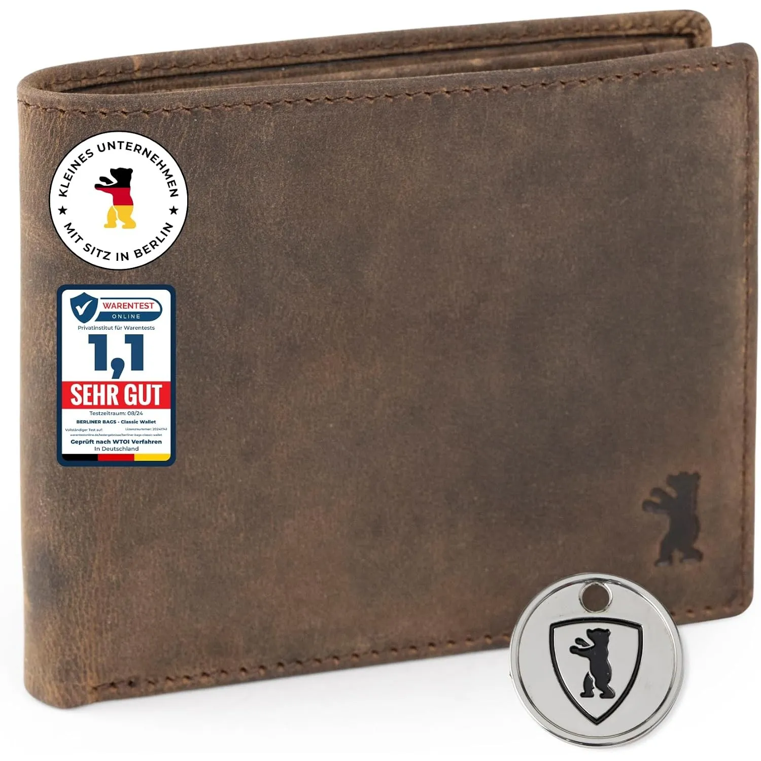 Berliner Bags Vintage Geldbörse, Portmonee aus Leder, Geldbeutel mit TÜV-geprüftem RFID-Schutz, für Herren - Braun