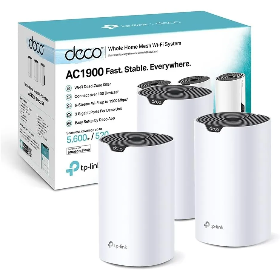 TP-Link Deco S1900 Mesh WLAN Set (3er Pack), AC1900 Dual Band Router & Repeater, 3X Gigabit Ports für Jede Einheit, emp…