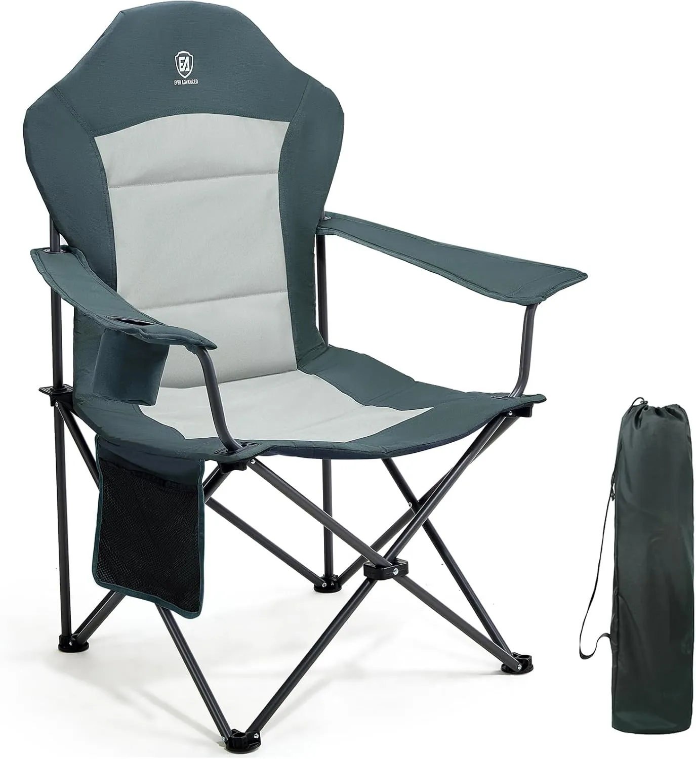 EVER ADVANCED Luxus Campingstuhl Faltbar 160 KG Belastbar Ultragroß mit Hochlehner Bequem Gepolster Klappstuhl Camping …