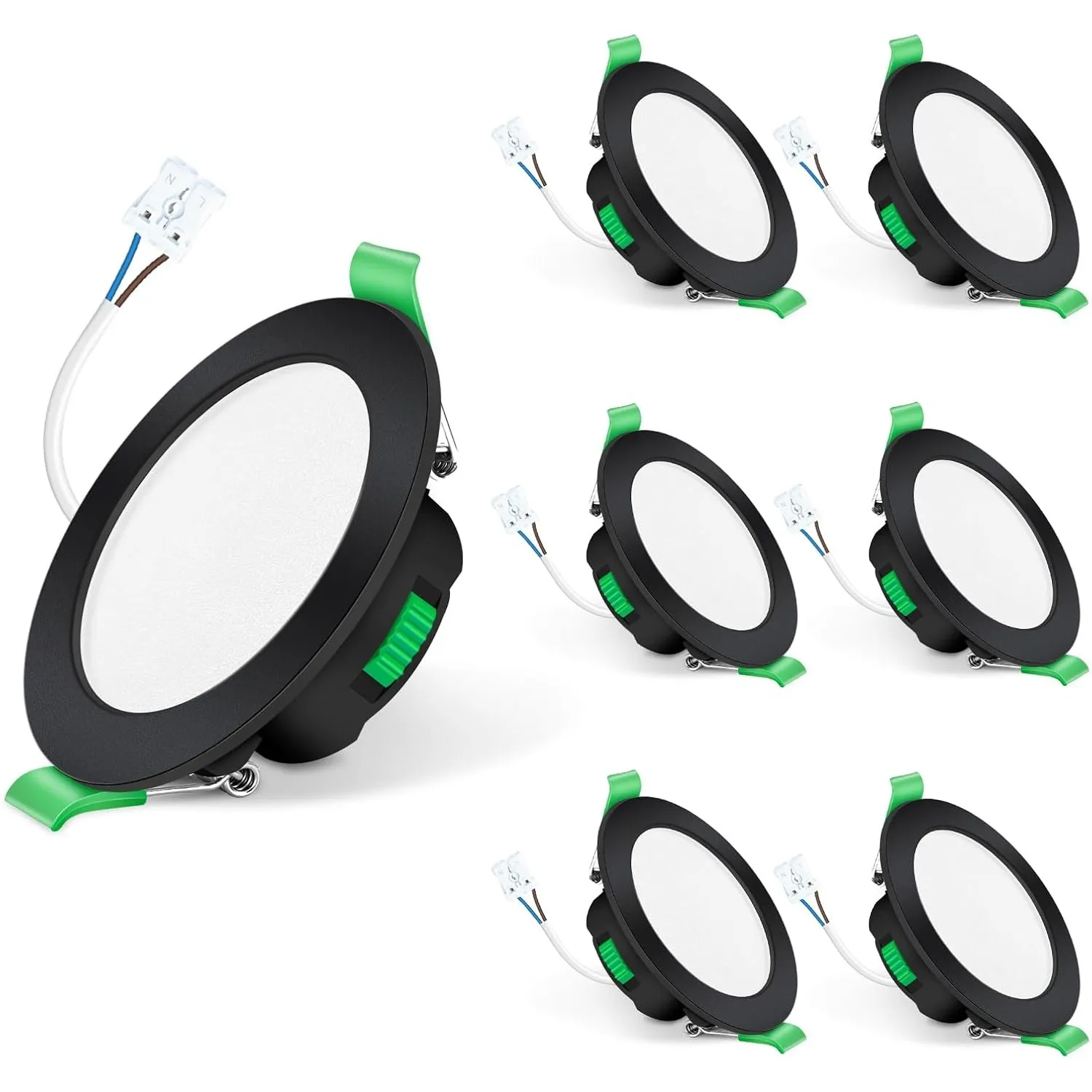 ALUSSO IP65 LED Einbaustrahler 7W 3CCT Dimmbar 68mm Spots, Schwarz 6er Set