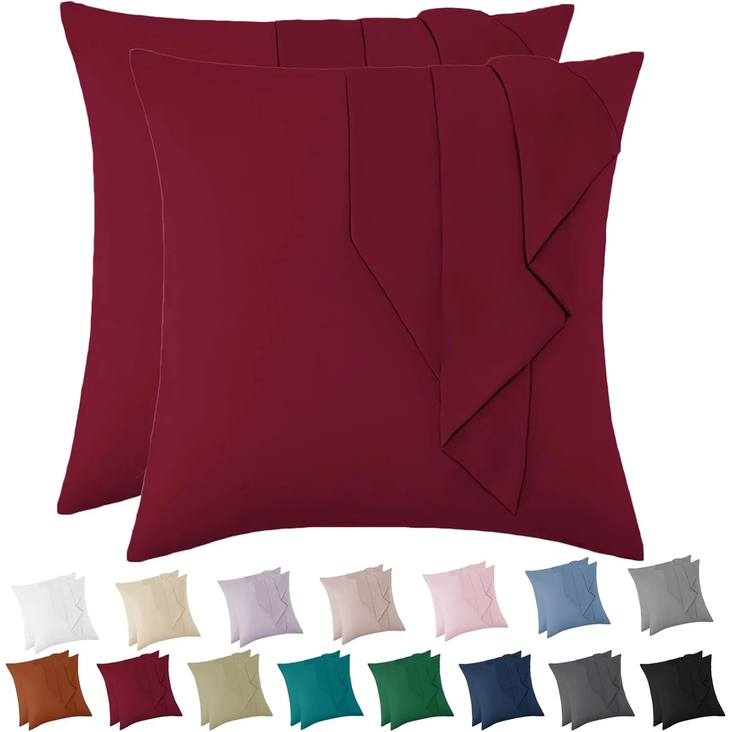 Vielit 2er Set Mikrofaser-Kissenbezug 80x80 Rot Weich Für Deko Hypoallergen