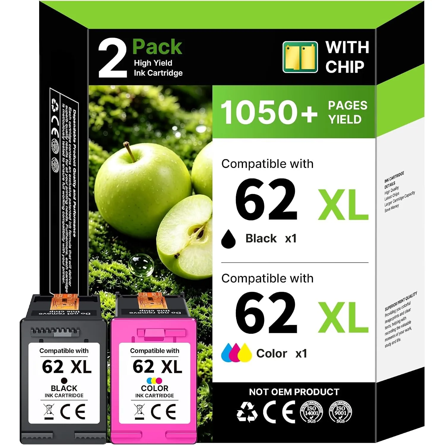 CanPick 62XL 62 XL Druckerpatronen Ersatz für HP 62 Druckerpatronen für HP 62xl schwarz und Farbe für HP Envy 5640 5540…