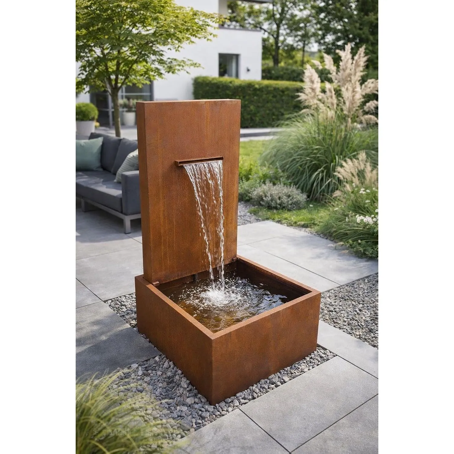 ESTEXO Gartenbrunnen Springbrunnen Wasserfall Wasserlauf Zierbrunnen Rost 77x66x128 cm