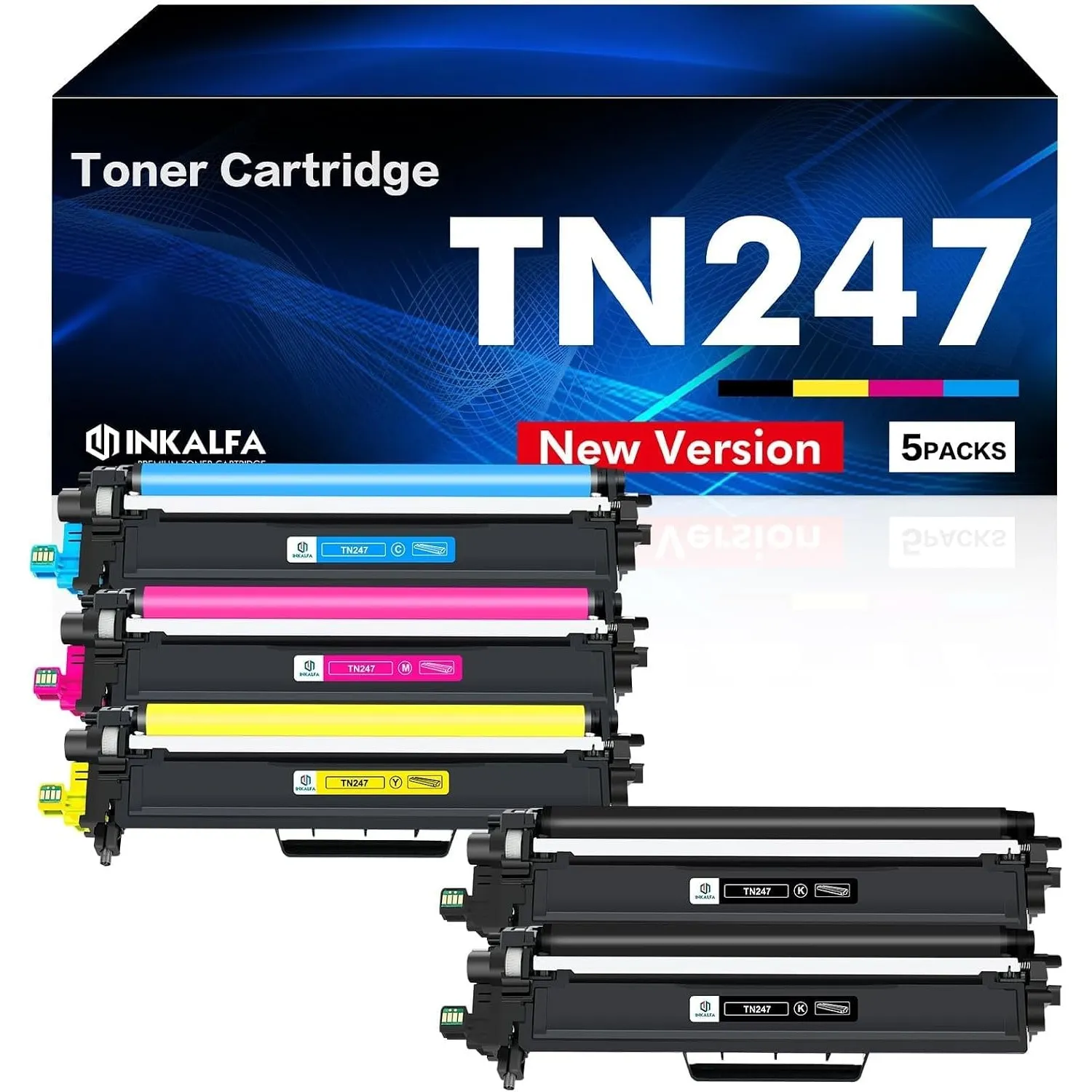TN-243CMYK MFC L3750CDW TN247 Toner für MFC-L3770CDW DCP-L3550CDW 5er-Pack