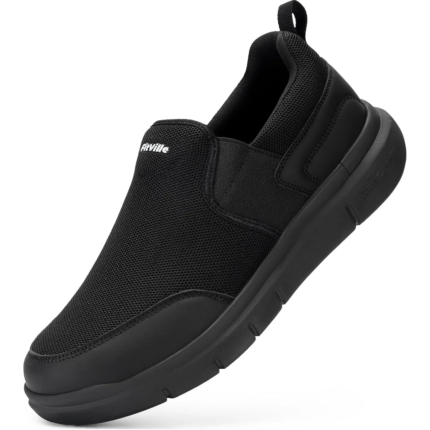 FitVille Slip On Sneaker Herren Extra Weite Turnschuhe rutschfest Walkingschuhe Breit Outdoor Schuhe Bequem Leichte Atm…