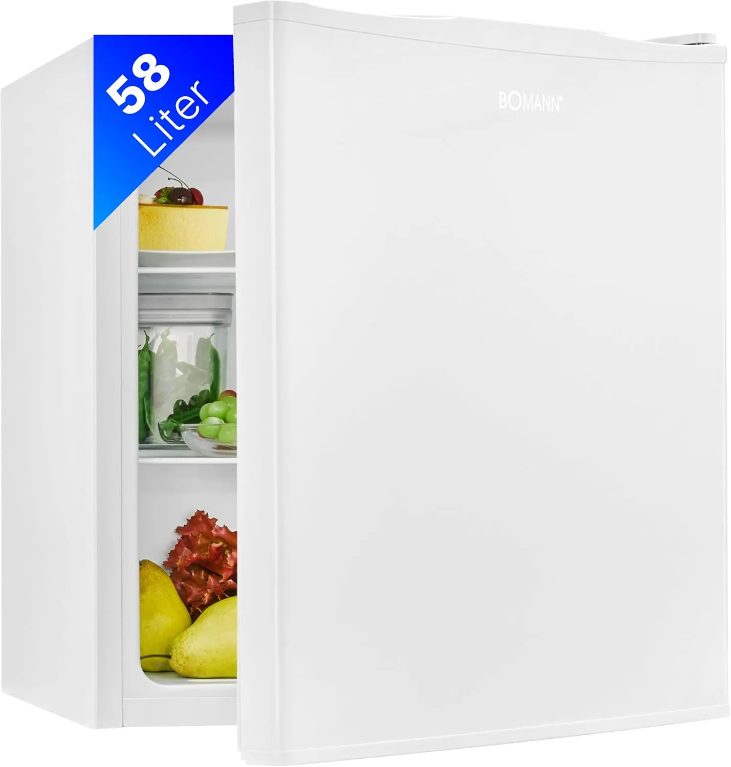 Bomann Mini Kühlschrank mit 58 Liter Nutzinhalt | Kühlschrank klein mit 2 herausnehmbaren Glasablagen | Mini Fridge mit…