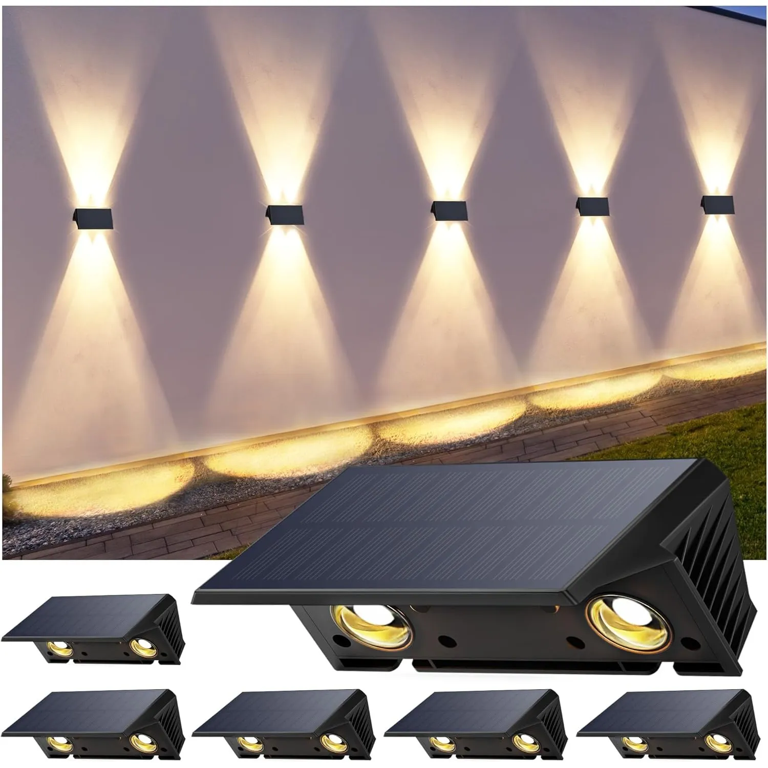 Solar Wandleuchte Aussen, Solarlampen für Außen Nach Oben und Unten Beleuchtet, 4 LEDs, Wasserdichte Außenwandleuchten …