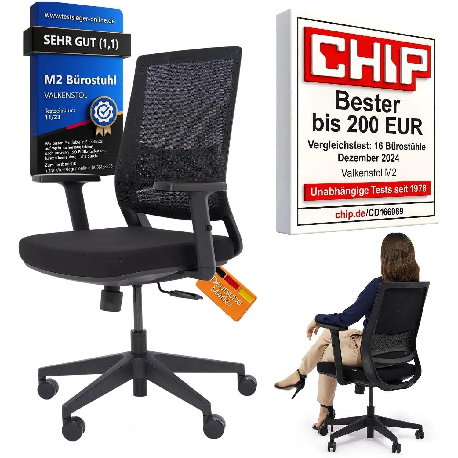 VALKENSTOL M2 Bürostuhl Ergonomisch TESTSIEGER - Büro & Home Office Chair