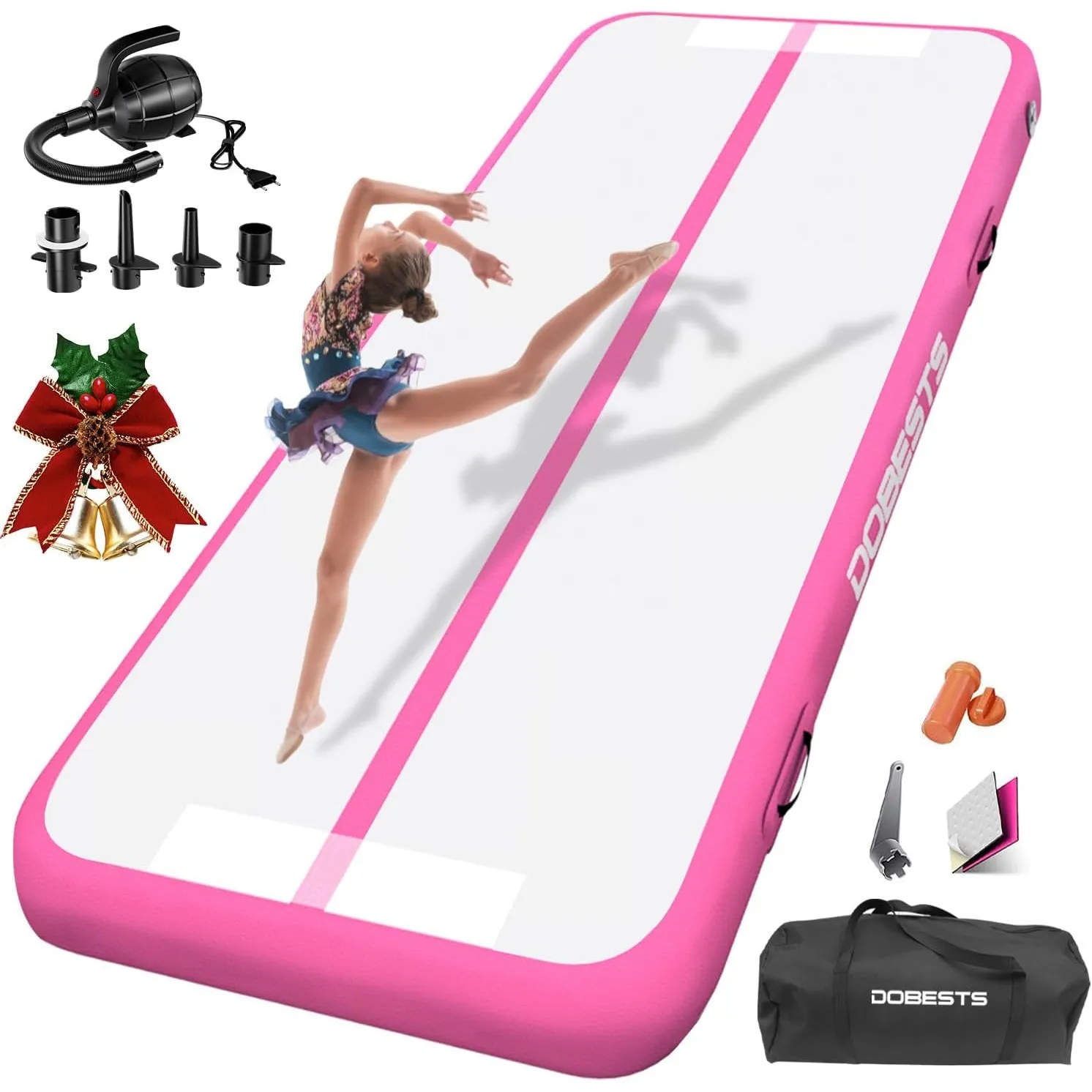 DOBESTS Airtrack Matte, 10/20cm Hoch 2/3/4/5/6m Tumbling Matte, Gymnastikmatte mit Luftpumpe, Trainingsmatte mit Traget…