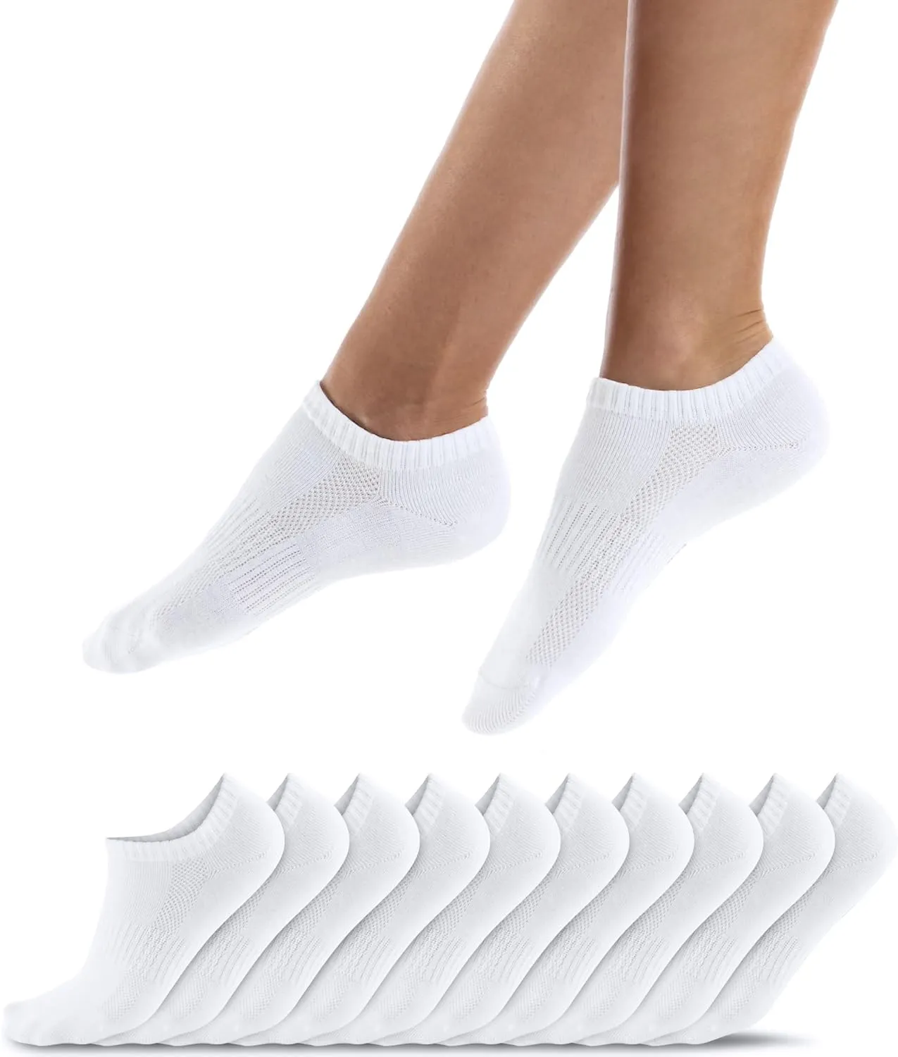 Qincao Unisex Trainer Socks, Sports Socks, Cotton Low Cut Socks, Black, White, Grey, 12 Pairs