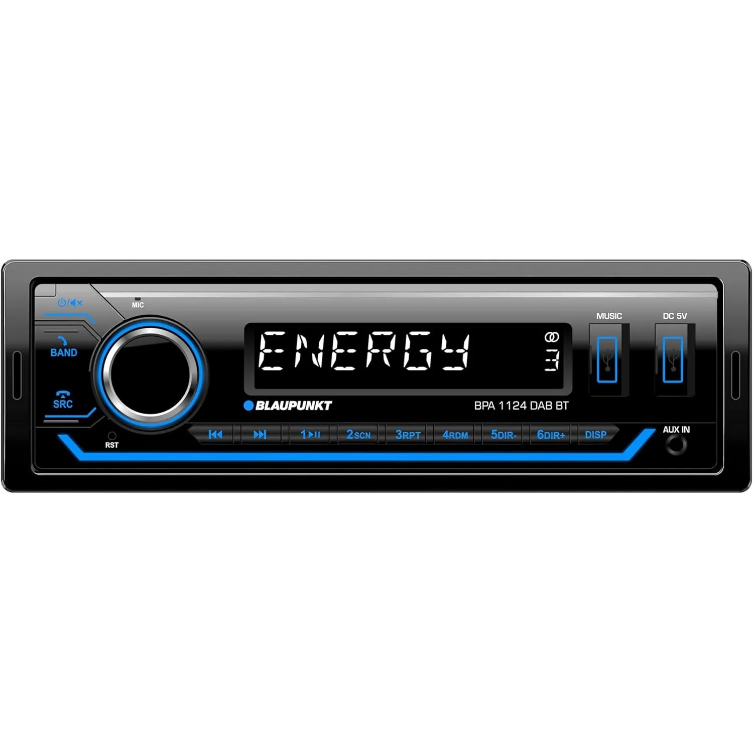 Blaupunkt BPA 1124 DAB BT, 1-DIN Autoradio, DAB+, Bluetooth, USB, Aux-Eingang, Sub-Out, Multicolour, 4x50Watt, 12V