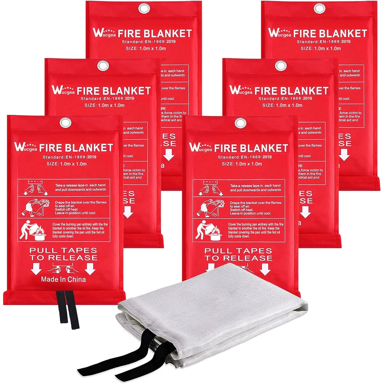 Löschdecke für küche - 6 Packung Feuerlöschdecke DIN EN 1869:2019 Sicherheit Glasfaser Brandschutzdecke für Fettbrände …