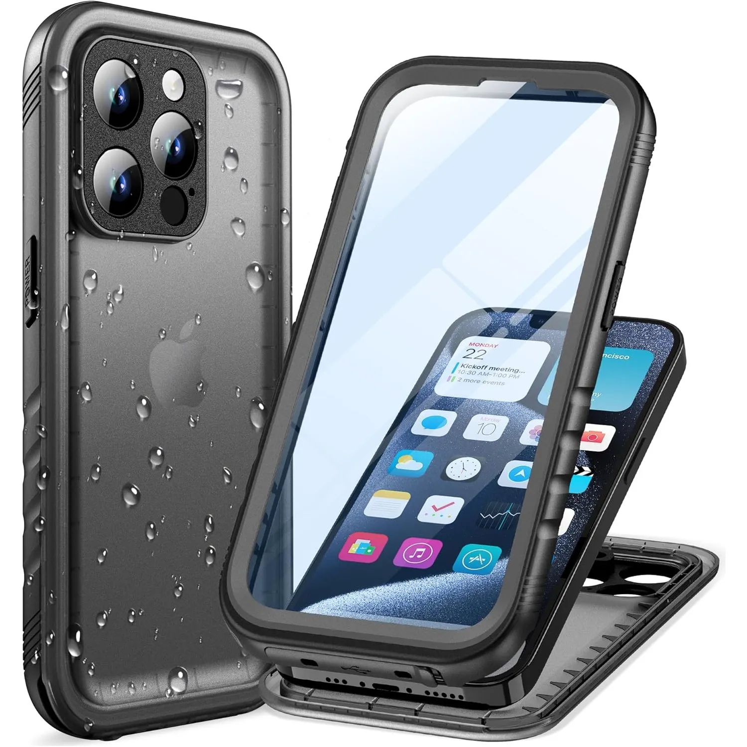 Cozycase TOP Militärschutz Hülle Für iPhone 15 Pro wasserdichte 360 Grad Panzerhülle Outdoor Case Komplettschutz Soßfes…
