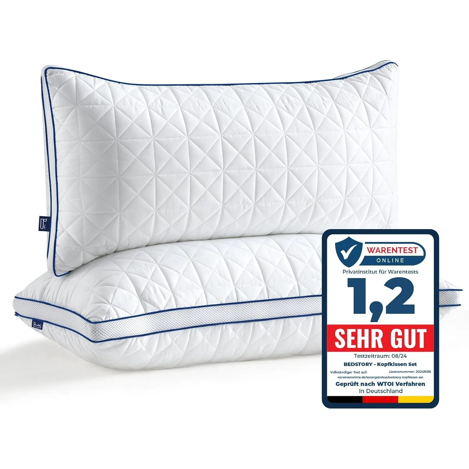 BedStory Kopfkissen 40x80, 2er Set Kissen 40x80 höhenverstellbar anpassbar