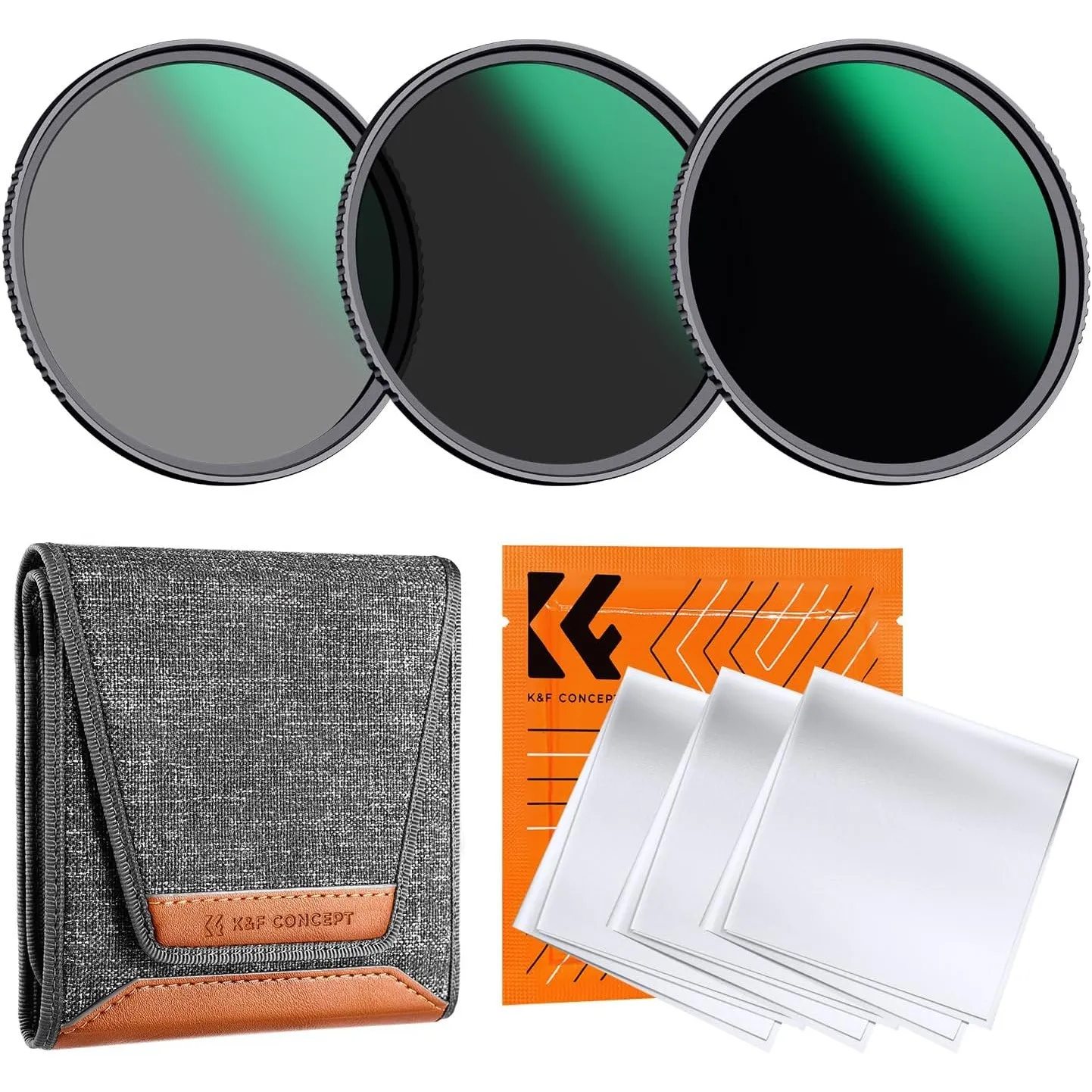 K&F CONCEPT 77mm ND Filterset ND8 + ND64 + ND1000 Filter,3/6/10 Blenden | mit Aufbewahrungstasche,Optikglas mit 24-lagi…