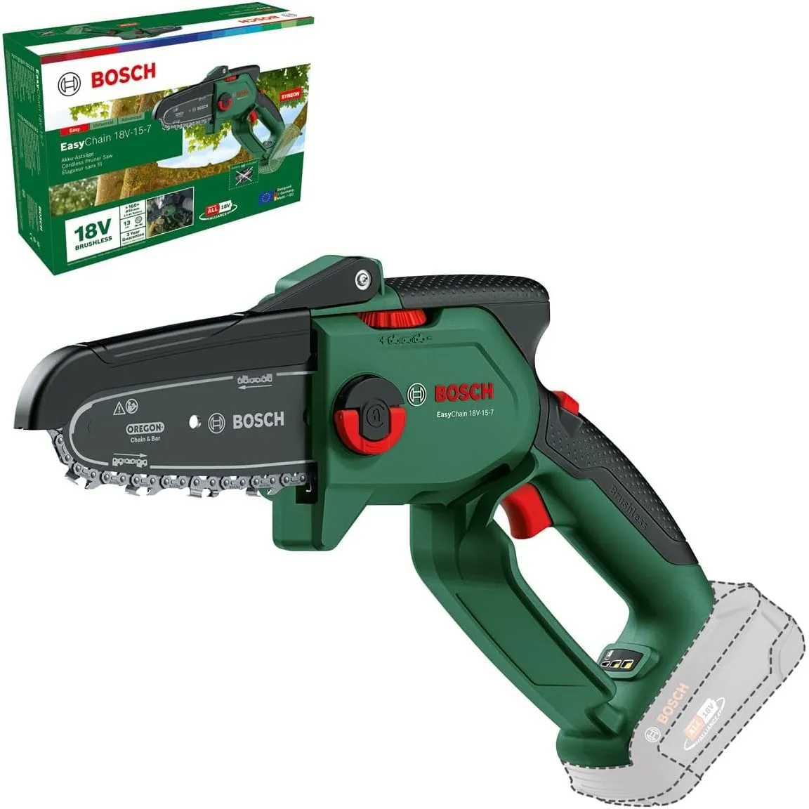 Bosch kompakte Mini Kettensäge EasyChain 18V-15-7 (ohne Akku/Ladegerät)
