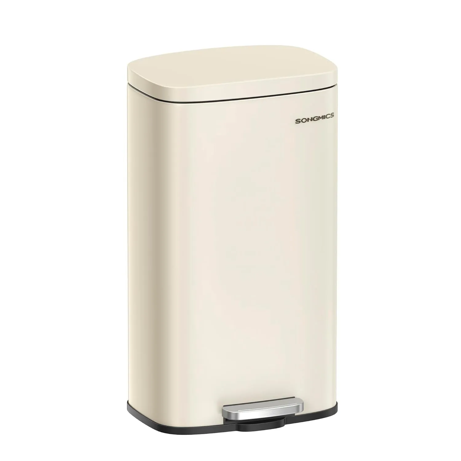 SONGMICS Mülleimer Küche, 30 Liter, Abfalleimer, Treteimer, mit Deckel, Softclose, Fußpedal, Stahl, Inneneimer, sandbei…