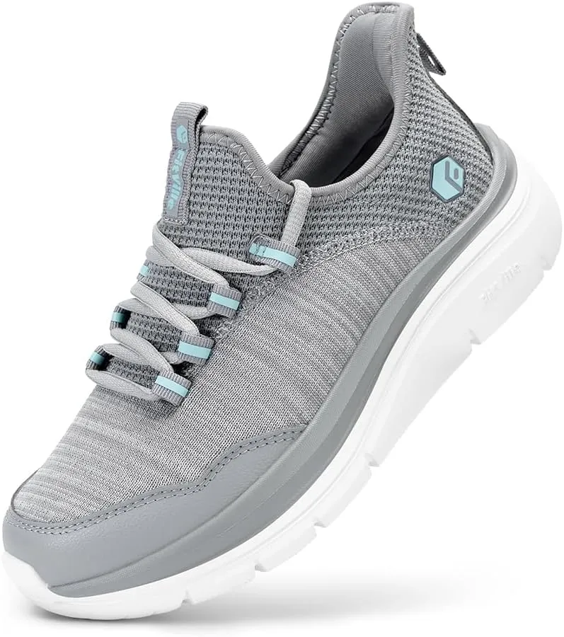 FitVille Slip On Sneaker Damen Walkingschuhe Extra Weit Laufschuhe Leichte Joggingschuhe Atmungsaktiv Fitnessschuhe Beq…