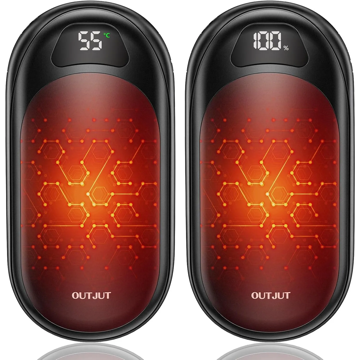6000mAh Handwärmer Elektrisch 2er Set mit LED-Anzeige, 21 Std. Wärme