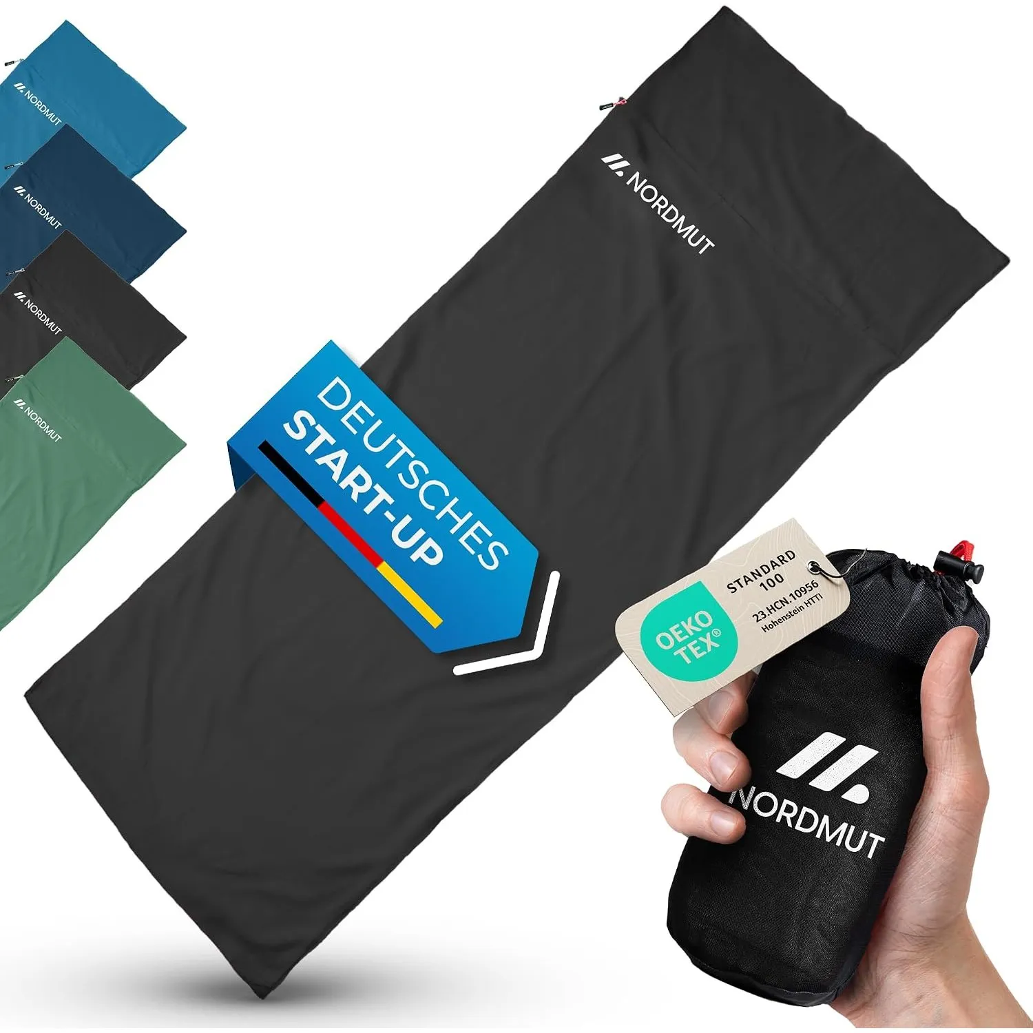 NORDMUT® Hüttenschlafsack Ultraleicht aus Mikrofaser oder Baumwolle - Reiseschlafsack atmungsaktiv kleines Packmaß & be…