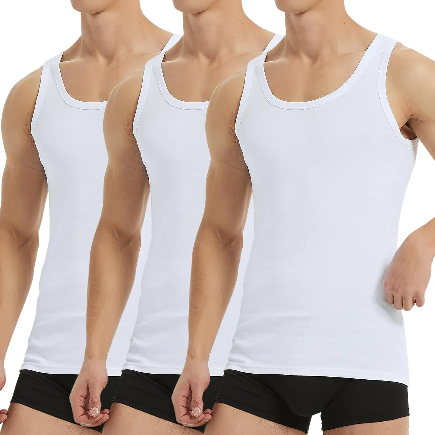 Falechay Unterhemd Herren Tank Top 3/5er Pack Baumwolle Sportunterhemden | ärmellos,Unterhemden Herren,Tanktop Männer,A…