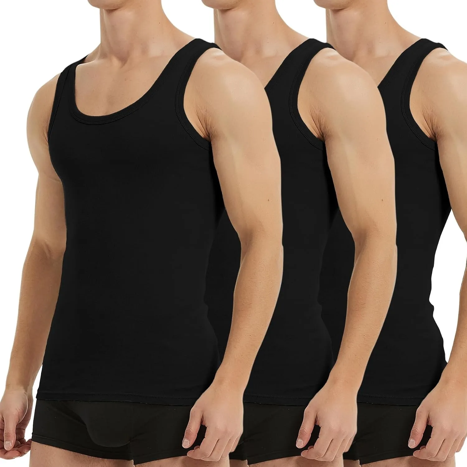 Falechay Unterhemd Herren Tank Top 3/5er Pack Baumwolle Sportunterhemden | ärmellos,Unterhemden Herren,Tanktop Männer,A…