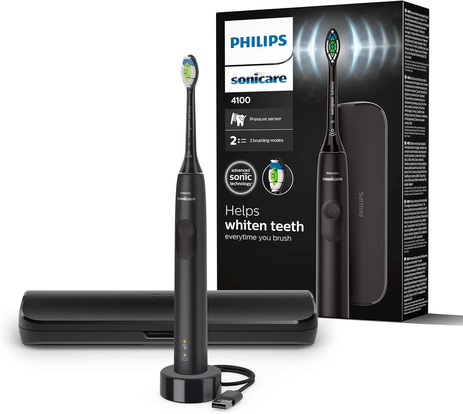 Philips Sonicare 4100 – elektrische Sonicare Zahnbürste für Erwachsene mit 1 x Philips W2 Optimal White Bürstenkopf in …