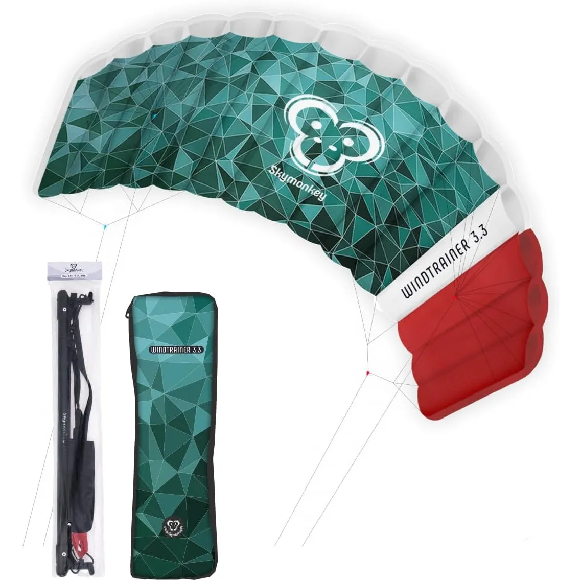 Skymonkey Windtrainer, Trainer-Kite / 4-Leiner Lenkmatte inkl. Trainerbar, Ready 2 Fly, mit 230 cm oder 330 cm Spannwei…