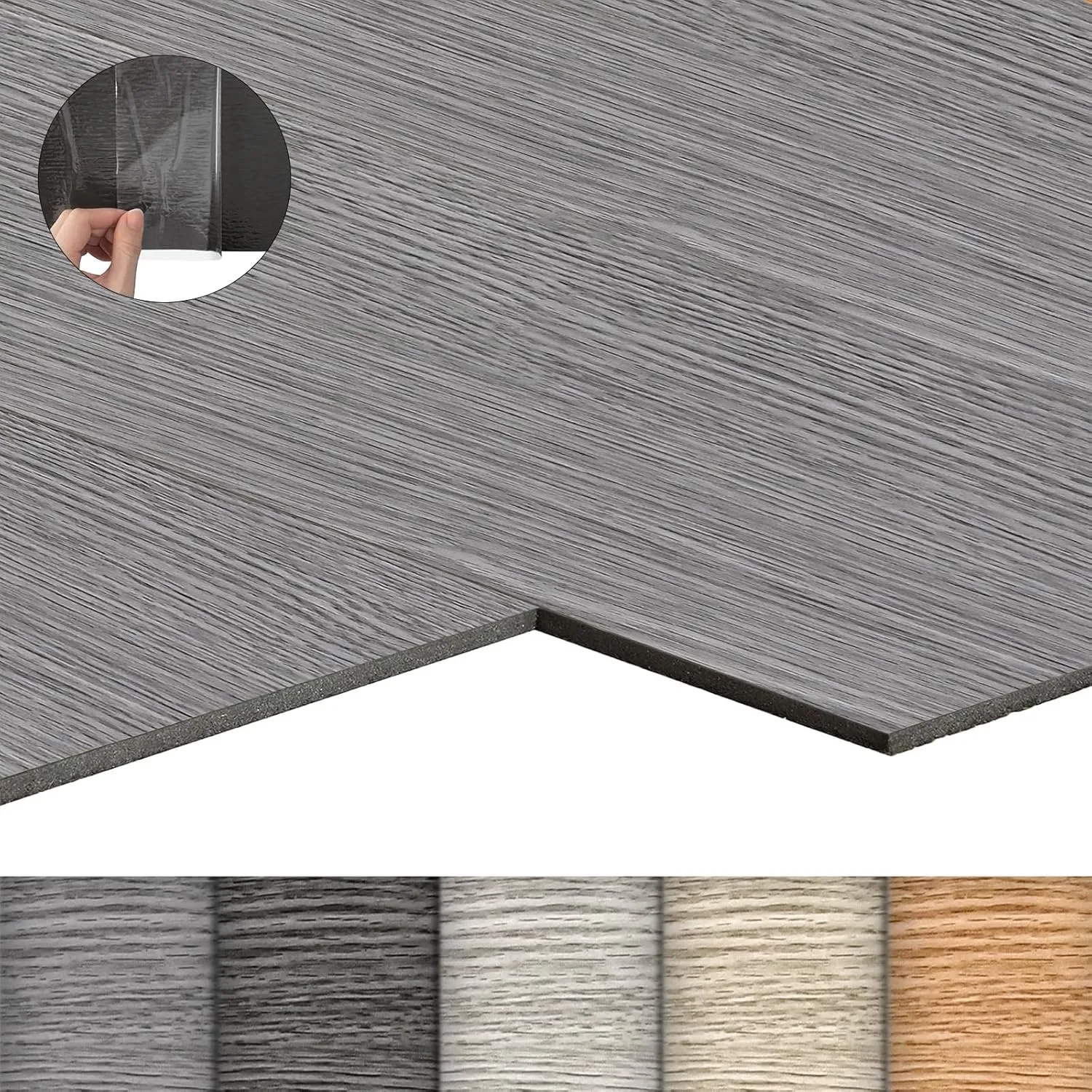 LZQ PVC Bodenbelag Vinylboden Selbstklebend mit Holz-Effekt, 72 Vinyl Fliesen 10,04m² Bodenfliesen Selbstklebend, Klebe…