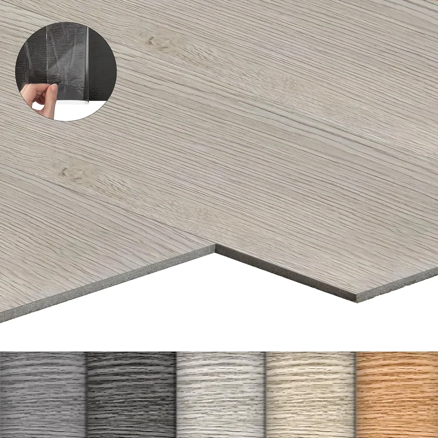 LZQ PVC Bodenbelag Vinylboden Selbstklebend mit Holz-Effekt, 72 Vinyl Fliesen 10,04m² Bodenfliesen Selbstklebend, Klebe…
