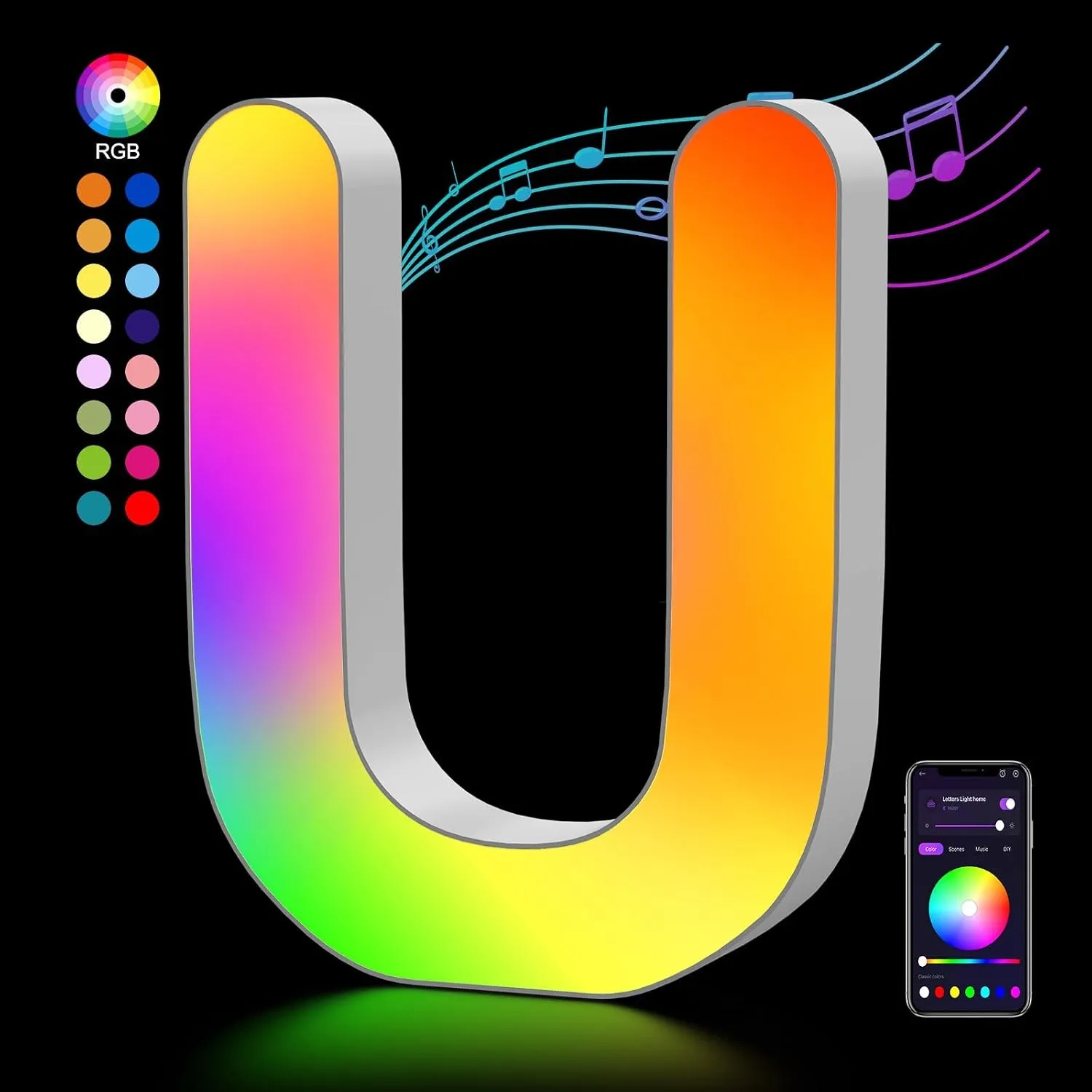 LED Buchstaben Lichter Alphabet, Led Leuchtbuchstabe Farblich Veränderbar mit USB-Netzteil, APP-Kontrolle, Dimmbar, Dek…