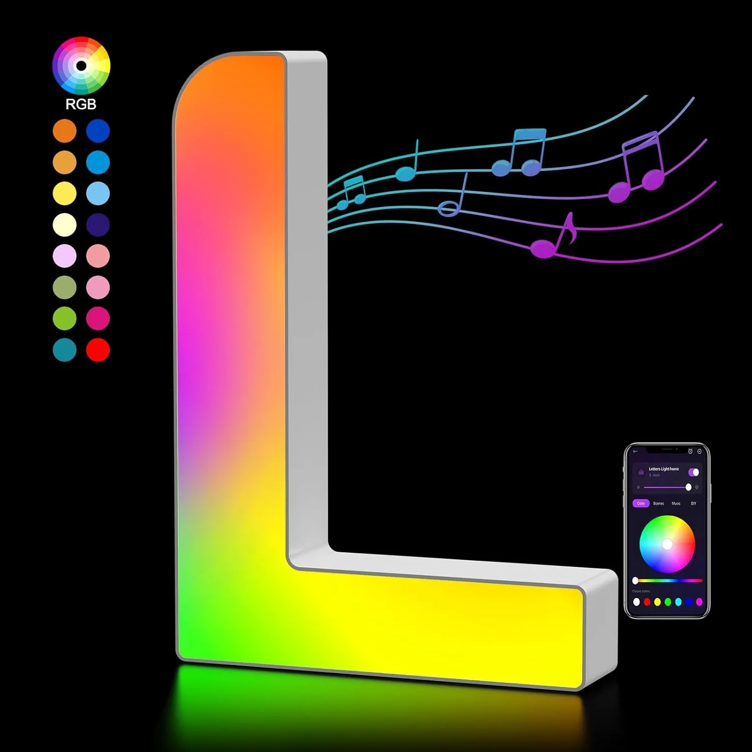 LED Buchstaben Lichter Alphabet, Led Leuchtbuchstabe Farblich Veränderbar mit USB-Netzteil, APP-Kontrolle, Dimmbar, Dek…