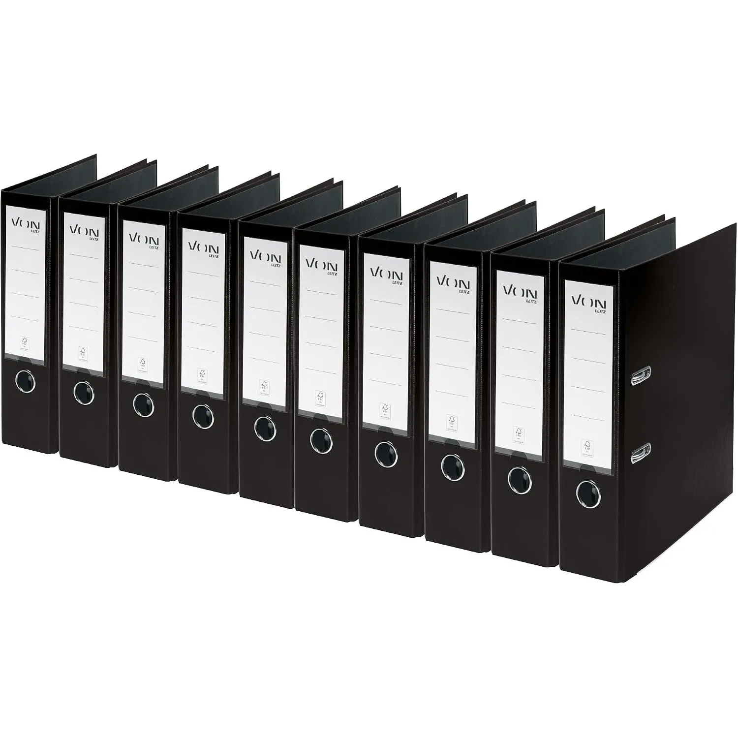 VON Leitz Ordner A4, 10er Pack, Karton mit Kunststoffeinband, 80 mm Rückenbreite, Für 600 Blatt, Blauer Engel & FSC-zer…