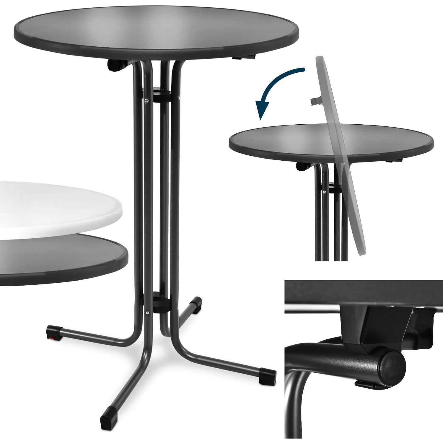Beautissu Stehtisch klappbar rund Outdoor Bistrotisch Kratzfest stabil