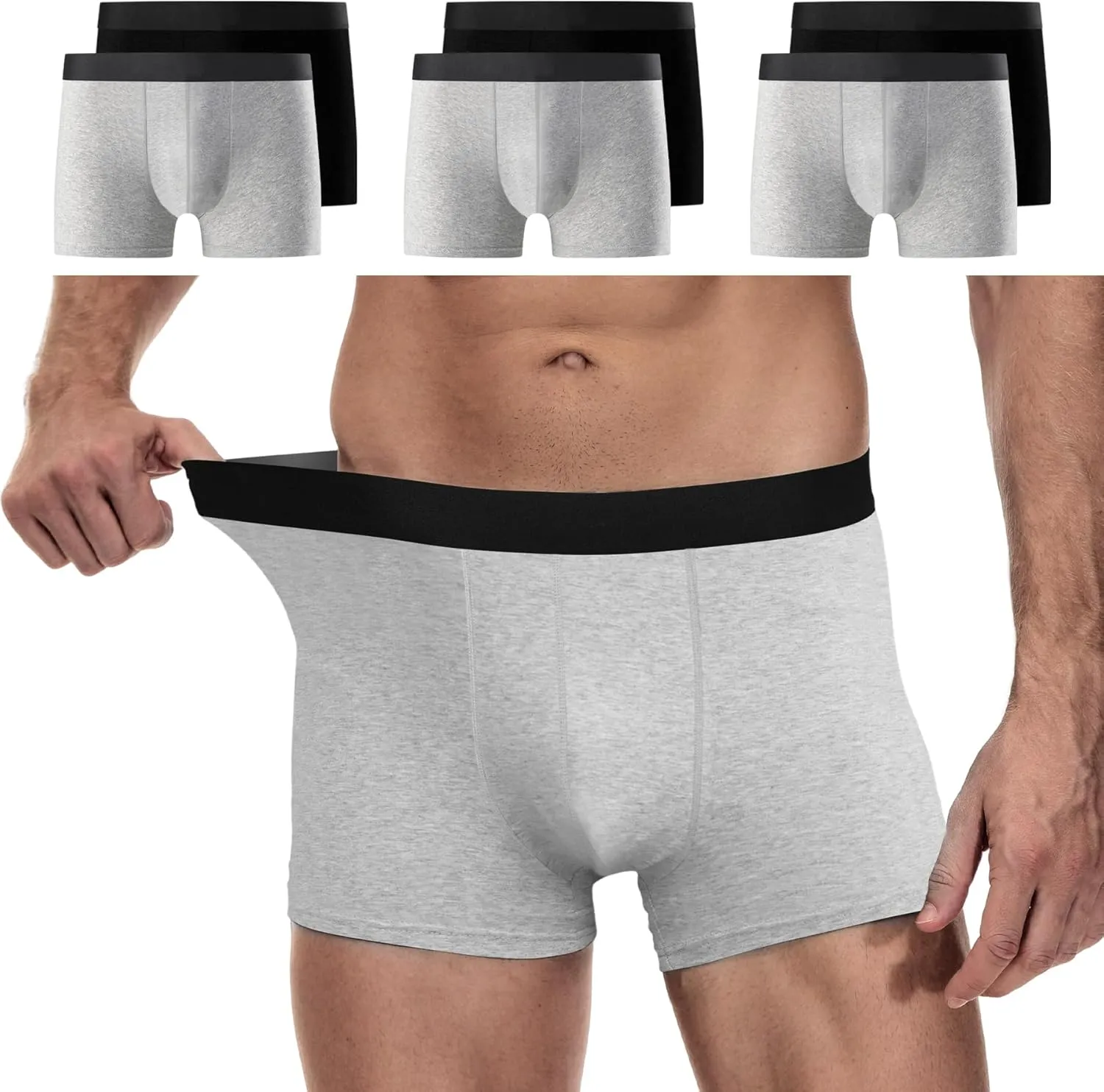 YouShow Men’s Boxer Shorts, Pack of 6, Cotton Underwear, Without Scratching Notes, Retro Shorts, Underwear Boxer