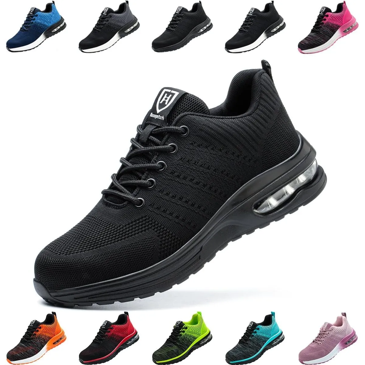 Nasogetch Sicherheitsschuhe Damen Herren Stahlkappenschuhe Arbeitsschuhe Sportlich Atmungsaktiv