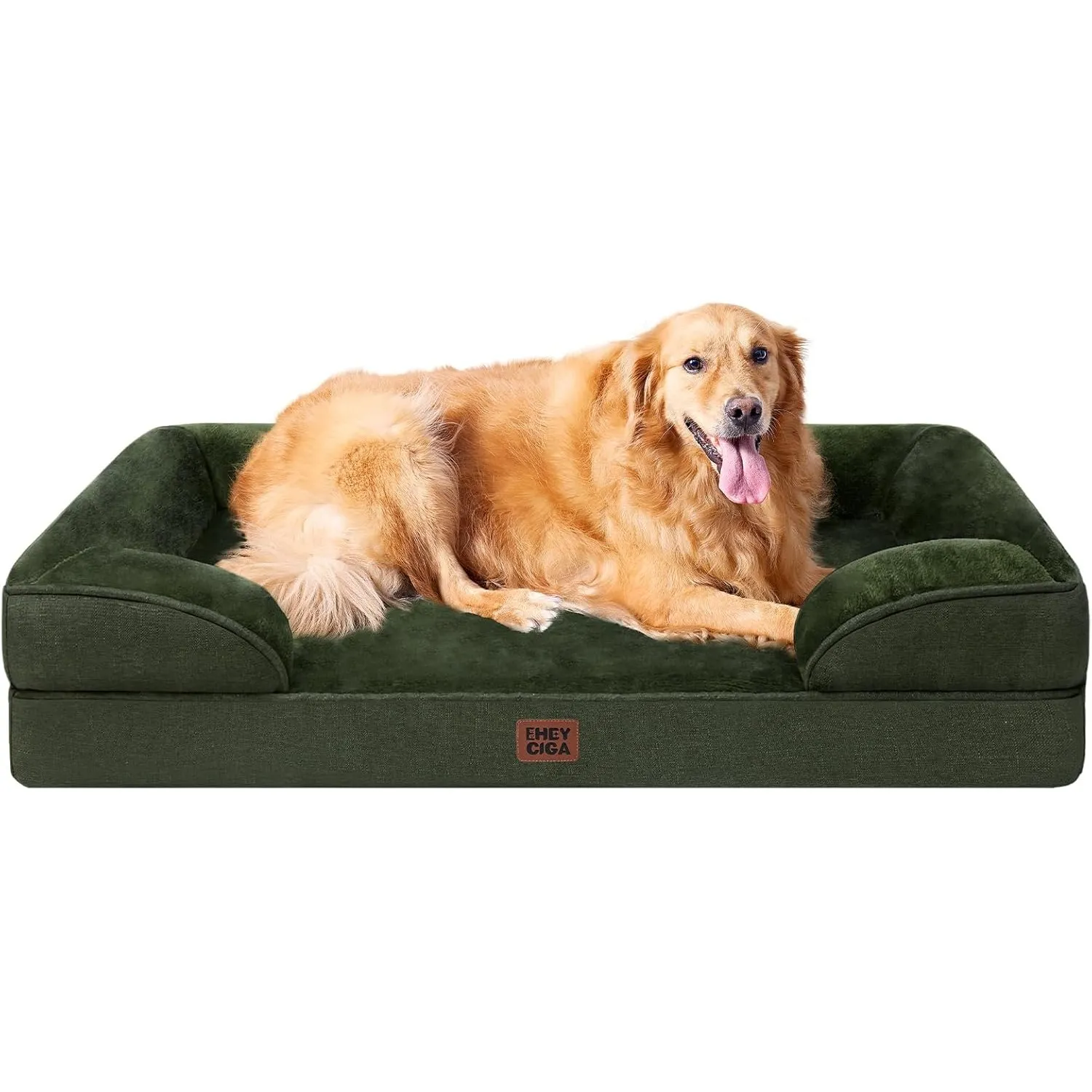 EHEYCIGA Orthopädisches Hundebett Grosse Hunde, 112x81cm, Dunkel Grün | Orthopädischer Eierkistenschaum, Waschbarer und…