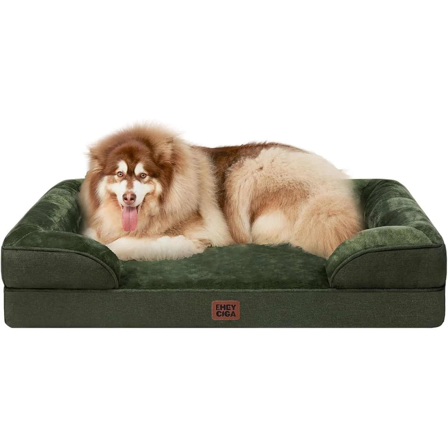 EHEYCIGA Orthopädisches Hundebett Grosse Hunde, 132x104cm, Dunkel Grün | Orthopädischer Eierkistenschaum, Waschbarer un…
