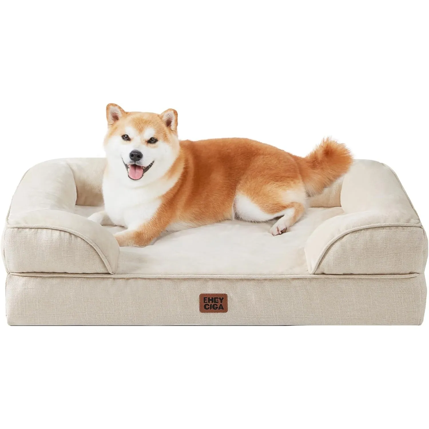 EHEYCIGA Orthopädisches Hundebett Kleine Hunde, 89x56cm, Beige | Orthopädischer Eierkistenschaum, Waschbarer und Wasser…