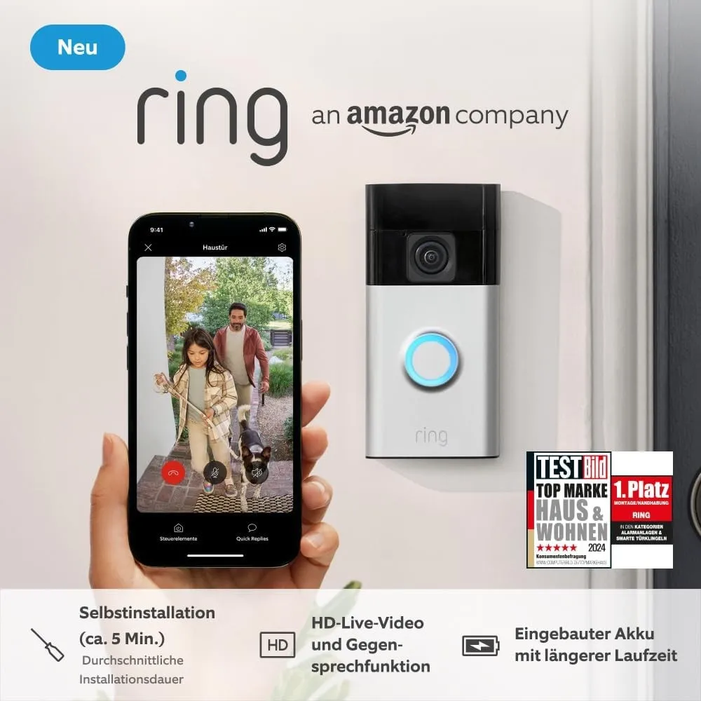Zertifiziert und generalüberholt Ring Akku-Videotürklingel(Batt. Video Doorbell 2024)WLAN-Videotürklingel-Sicherheitska…