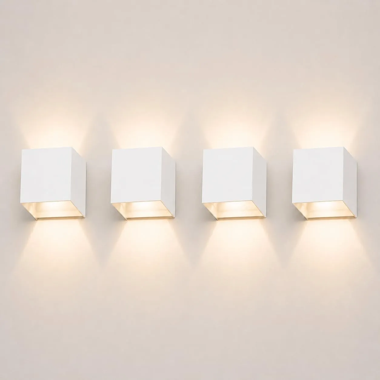ledmo 4 Stk LED Wandlampe Innen/Außen Weiß 12W Auf und ab Beleuchtung 3000K