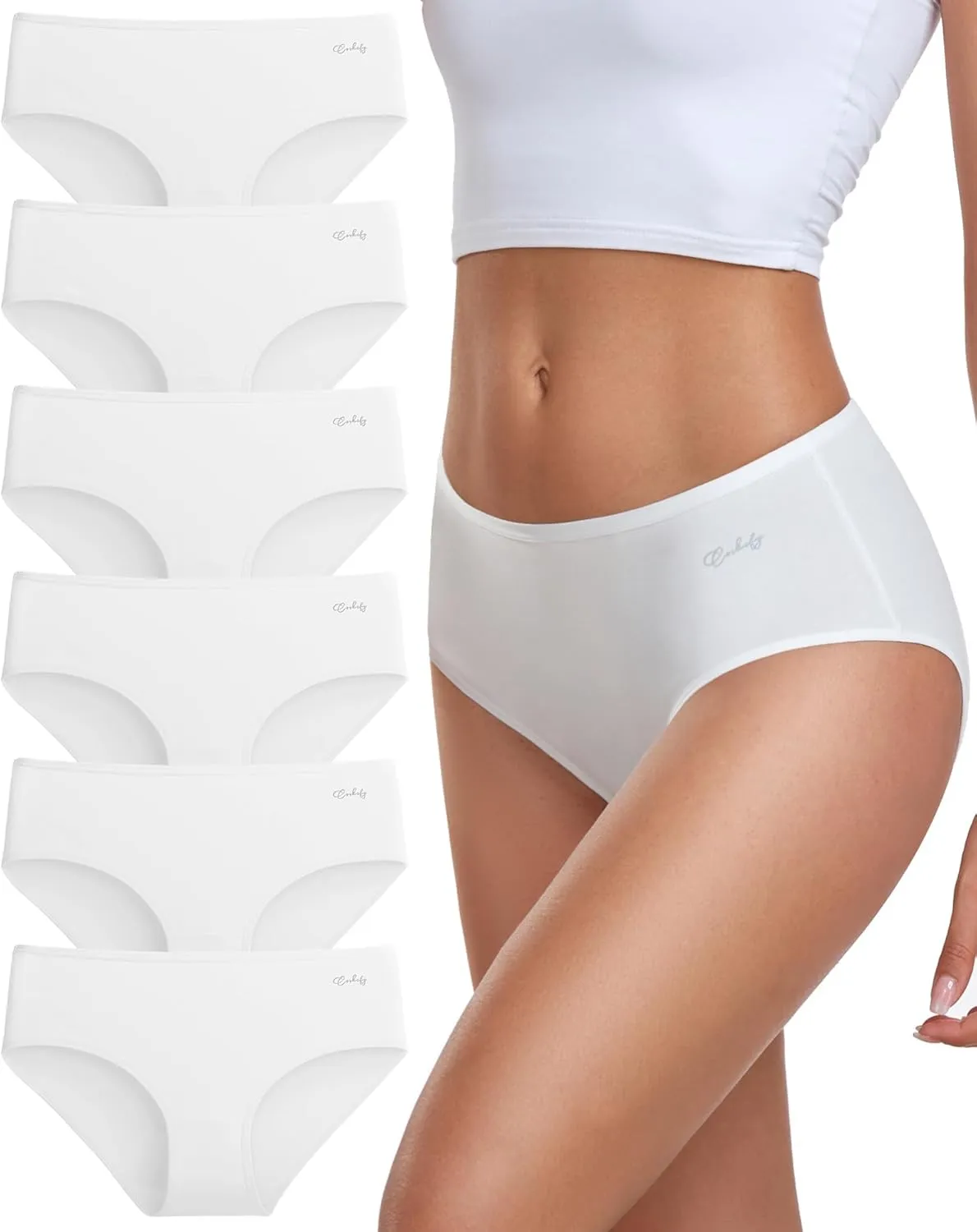 coskefy Women’s Knickers, Pack of 6 Cotton Briefs, Comfortable Underwear, Breathable Panties, Soft